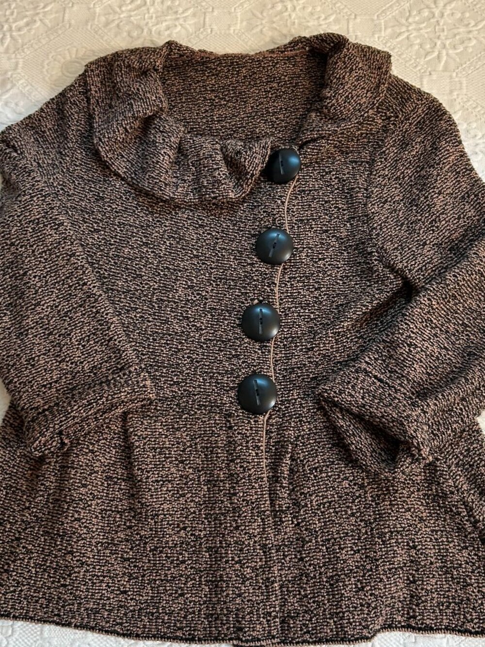 Vintage asymmetric peplum cardigan with ruffle collar: 90s Willow